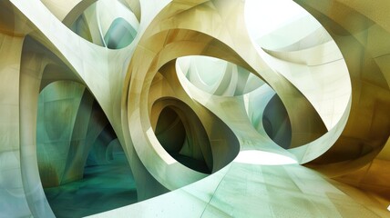 Poster - Mysterious structure in abstract science fiction style. Colorful color line shading express weird shape of building in digital construction concept perfect for futuristic architecture design. AIG53.