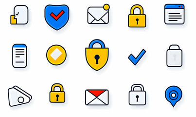 Poster - Colorful Digital Security Icons for Technology and Communication