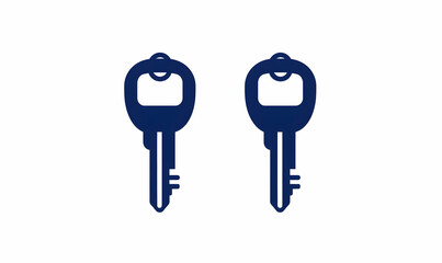 Poster - Two Simplistic Keys Icon Design on a White Background