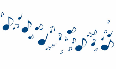 Poster - Musical Notes Flowing Across a White Background in a Creative Design