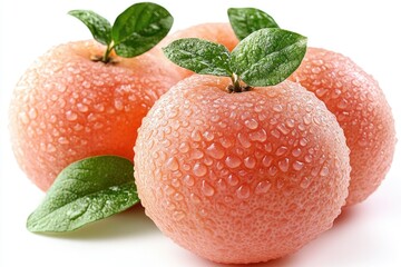 Poster - A close-up of three oranges with water droplets on their surface