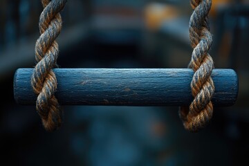 Poster - A tight shot of a rope wrapped around a wooden pole, great for depicting utility or infrastructure