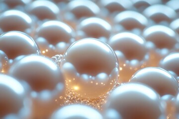 Poster - A collection of shiny balls scattered on a floor or table, possibly used for decorative purposes or as a game piece