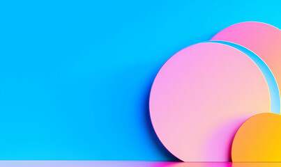 Poster - Vibrant Abstract Circles on Blue and Pink Gradient Background