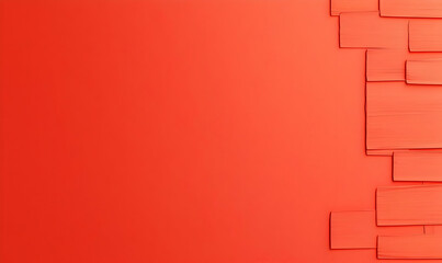 Poster - Vibrant Orange Background with Stacked Wooden Planks on Side
