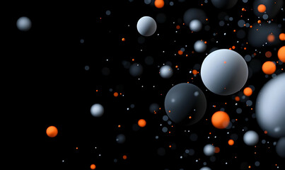 Poster - Colorful Spheres Floating in a Dark Space Background with Depth