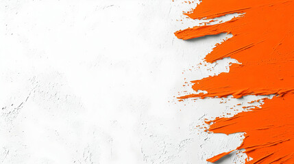 Poster - Bright Orange Paint Stroke on Abstract White Background Texture