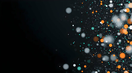Poster - Colorful Bokeh Effect with Glittering Particles on Black Background