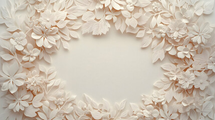 Poster - Delicate Paper Flowers Frame with Soft Background for Decor Projects