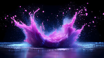 Poster - Vibrant Splash of Pink Liquid with Dynamic Water Droplets