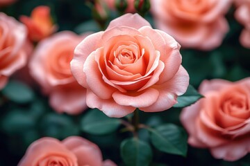 Poster - A close-up shot of a bunch of pink roses