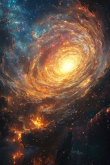 Poster - A majestic spiral galaxy visible in the night sky, with vibrant stars and nebulae