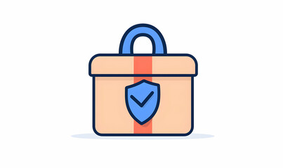 Poster - Secure Storage Box with Lock and Shield Icon for Safety Concept