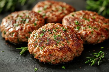 Poster - Three juicy meat patties served on a plate, perfect for a meal or snack