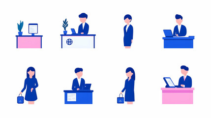 Poster - Modern Office Scenes with Professional Characters and Workplace Elements