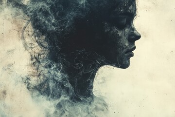 Poster - A person's face with smoke visible, possibly from fire or burning object
