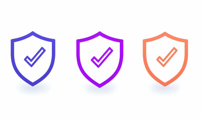 Poster - Colorful Shield Icons with Check Marks for Security Concepts