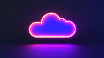 Poster - Neon Cloud Icon with Colorful Glow on Dark Background