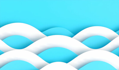 Poster - Abstract Waves of White and Blue in Minimalist Design Style