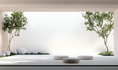 Poster - Minimalist Indoor Space with Natural Elements and Soft Lighting