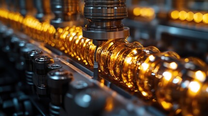 Poster - Close-up view of a machine filled with various bottles