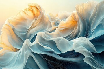 Poster - Fusion of Organic and Synthetic Elements Illustrating the Relationship Between Nature and Technology Through Flowing Wave Forms in Vibrant Colors