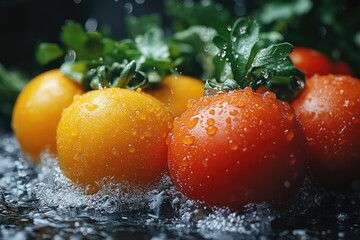 Poster - Fresh tomatoes arranged on a table