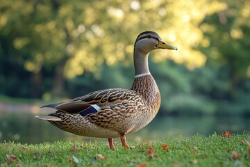 Poster - A duck standing by a body of water, great for outdoors or nature-themed images