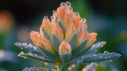 Poster - A close-up view of a flower with water droplets glistening on its petals