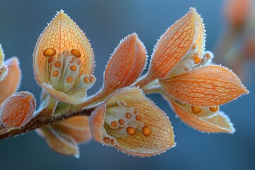 Poster - A detailed view of a plant covered in frost, great for winter-themed projects and designs