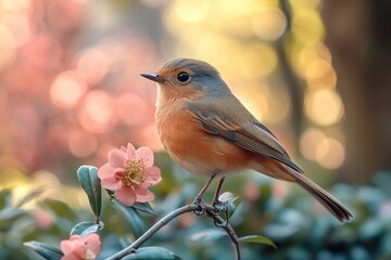 Poster - A small bird sits atop a tree branch, possibly taking in its surroundings