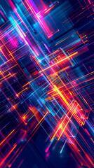 Poster - An engaging composition of bright, pulsating lines that create an energetic, futuristic atmosphere. This image captures the essence of technology and abstract art vividly.