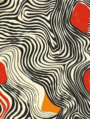 Poster - A wavy, abstract pattern composed of curved lines that intertwine and flow harmoniously.