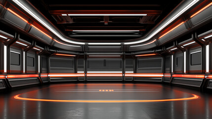 Poster - Futuristic action scene modern studio 3d environment high-tech design interior view virtual reality concept