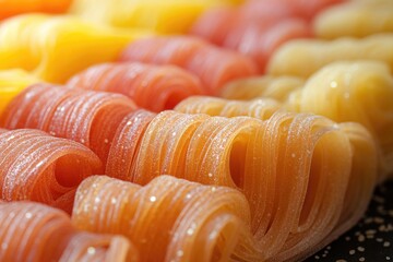 Poster - A close-up view of a plate of pasta with various toppings