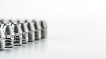 Aufkleber - Dental implants arranged in a row showcasing smooth metal and ceramic surfaces with blank space for additional text Generative AI