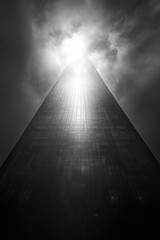 Poster - A tall urban building in monochrome tones, suitable for use in cityscape or architecture photography projects