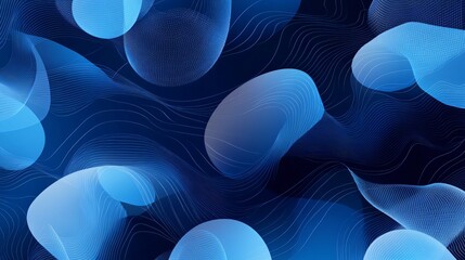 Poster - Smooth Translucent Bubbles Floating Against Deep Blue in Minimalist Abstract Image