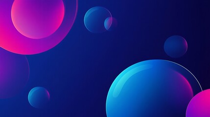 Poster - Abstract Minimalist Design with Smooth Translucent Bubbles on Deep Blue Background