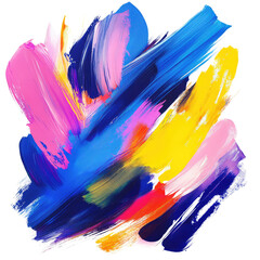 Poster - Vibrant Abstract Brush Strokes in Blue, Pink, and Yellow Shades Creating a Dynamic and Colorful Canvas for Modern Art Enthusiasts and Creative Projects