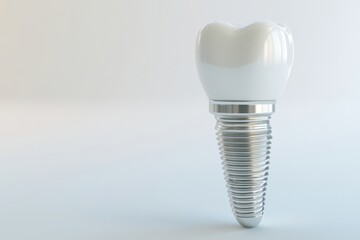 Aufkleber - Detailed view of a high quality dental implant on a soft white background for professional presentations Generative AI