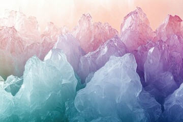Leinwandbilder - Pastel-colored crystal formations resemble a mountain range, showcasing a serene and dreamy aesthetic.