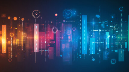 Poster - Dynamic data visualization event digital space infographic design interactive environment high-tech concept