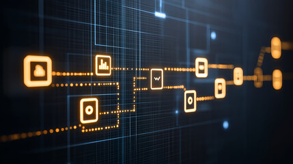 Poster - Data flow visualization digital environment infographic technology landscape abstract view concept of connectivity
