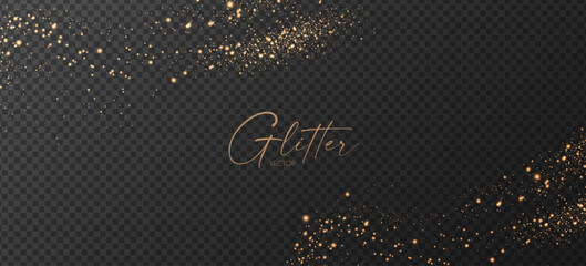 Wall Mural - gold glitter transparent effect. elegant luxury gold dust. shining light effect. golden dust