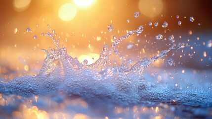 Poster - A splash of water hits the surface of a body of water, creating ripples and waves