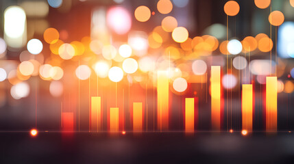 Poster - Dynamic urban data visualization cityscape infographic nighttime aerial view financial insights