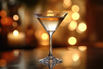 Poster - A martini glass sitting on a table, perfect for serving cocktails