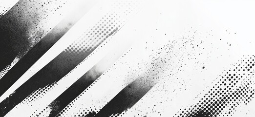 Poster - Abstract black and white grunge background with splashes and dotted patterns