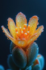 Poster - Close-up photo of a flower with water droplets, suitable for use in nature or beauty-related contexts